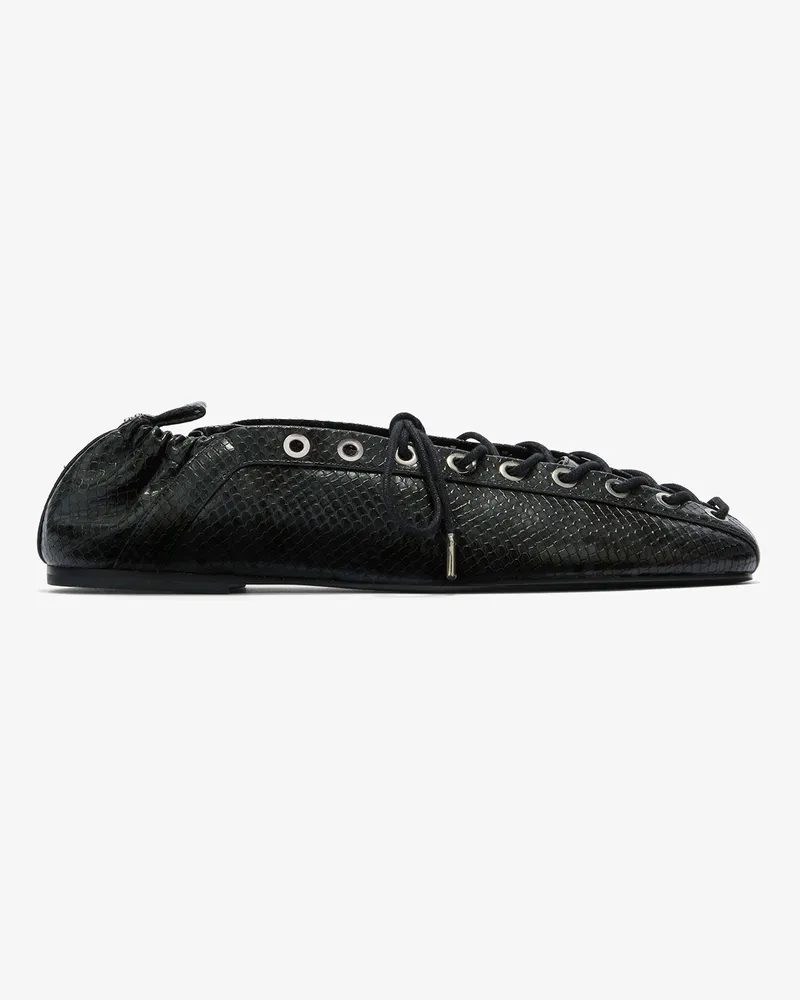 Ganni Schnür-Ballerinas in Schwarz Snake - Größe Croco Croco