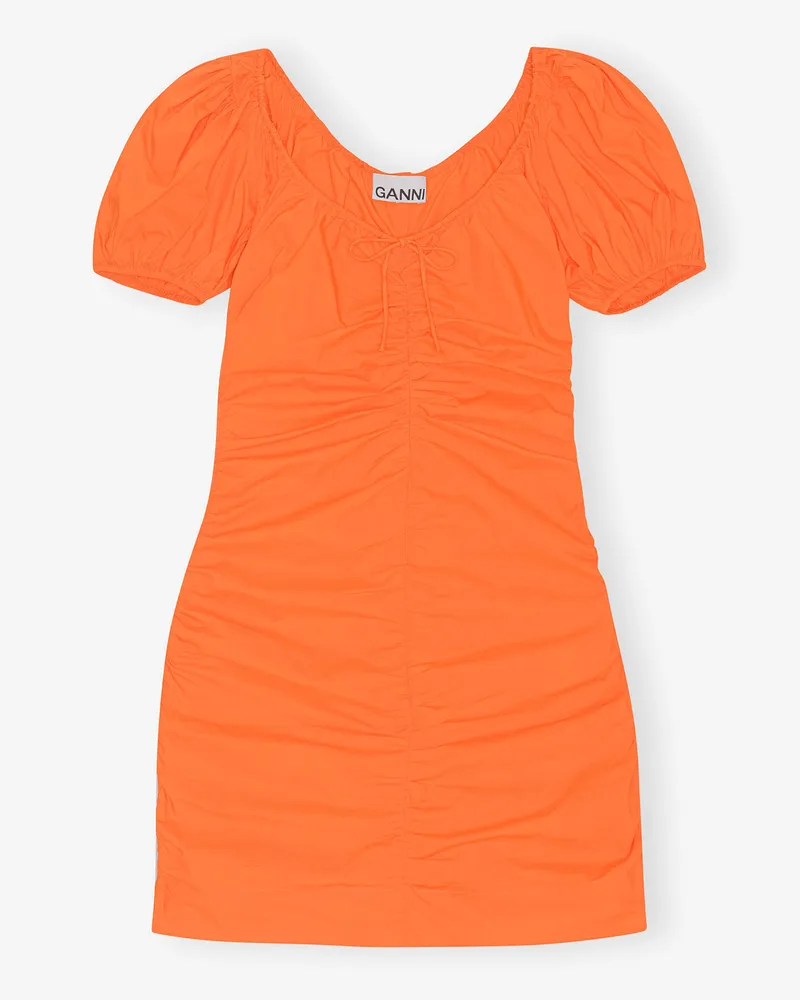 Ganni orange Mini-Kleid aus Baumwollpopeline Bio-Baumwolle - Größe Orange