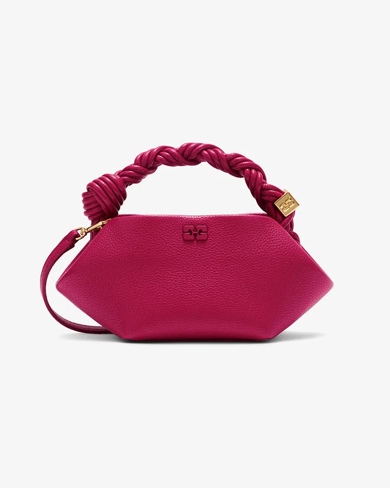 Ganni Mini Bou Tasche in genarbtem Rot Persian Persian