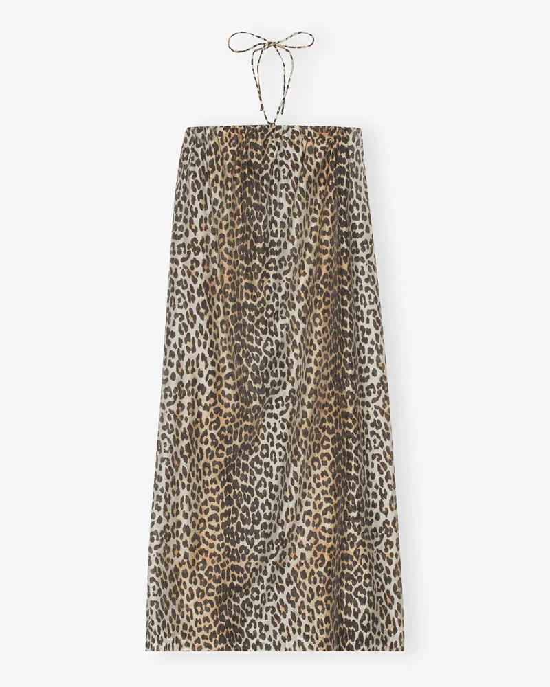 Ganni Maxi-Trägerkleid aus transparentem Voile braun Braun