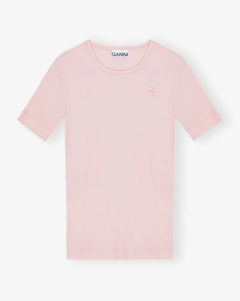 Ganni rosa T-Shirt in Bio-Baumwolle - Größe Rosa