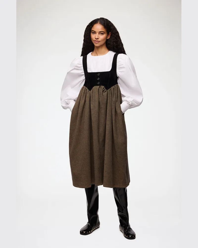 Ganni braun Kleid aus genopptem Denim Baumwolle - Größe Braun