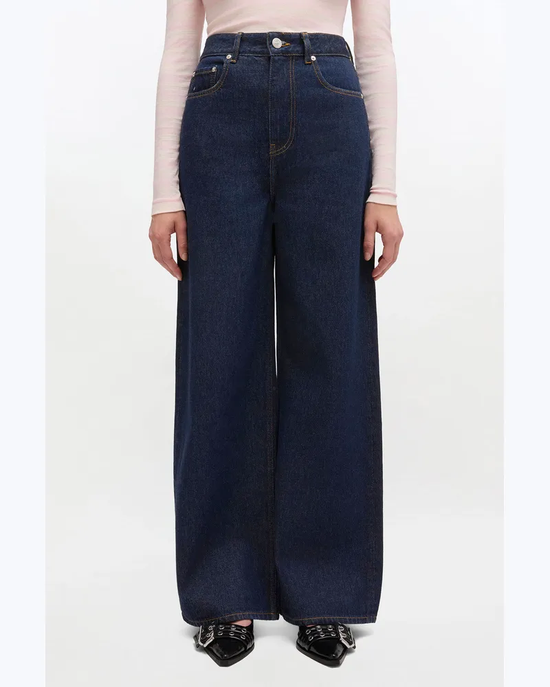Ganni marineblau Dunkel gewaschene Lari-Jeans Bio-Baumwolle - Größe Marineblau