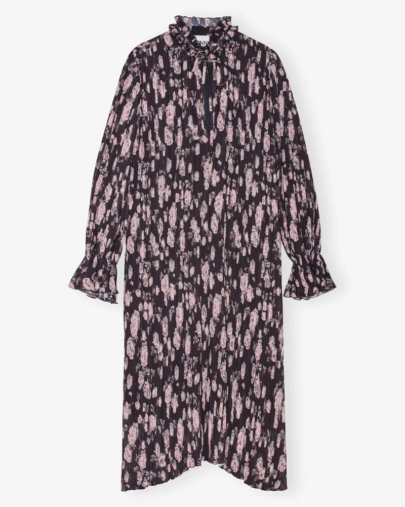 Ganni Bedrucktes, plissiertes Georgette Midikleid mit Blumenmuster - Größe gemischt Gemischt