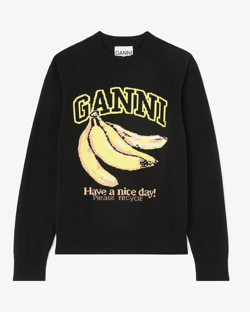 Ganni Pullover mit Banane schwarz Schwarz