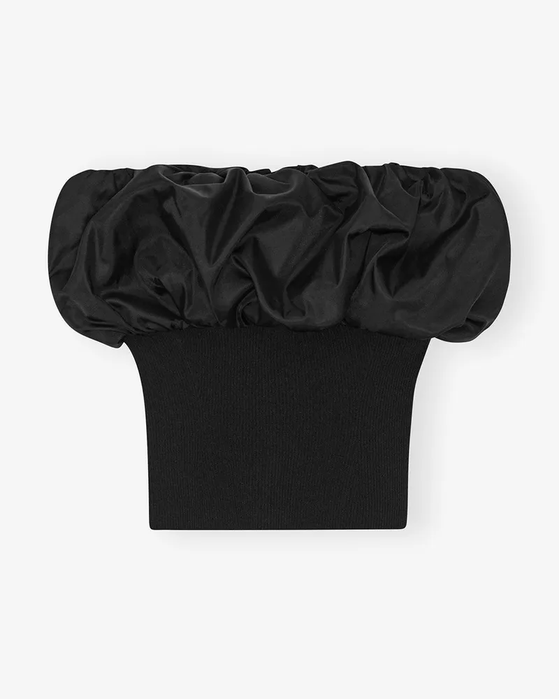 Ganni Top aus Strick in schwarz Melange Schwarz