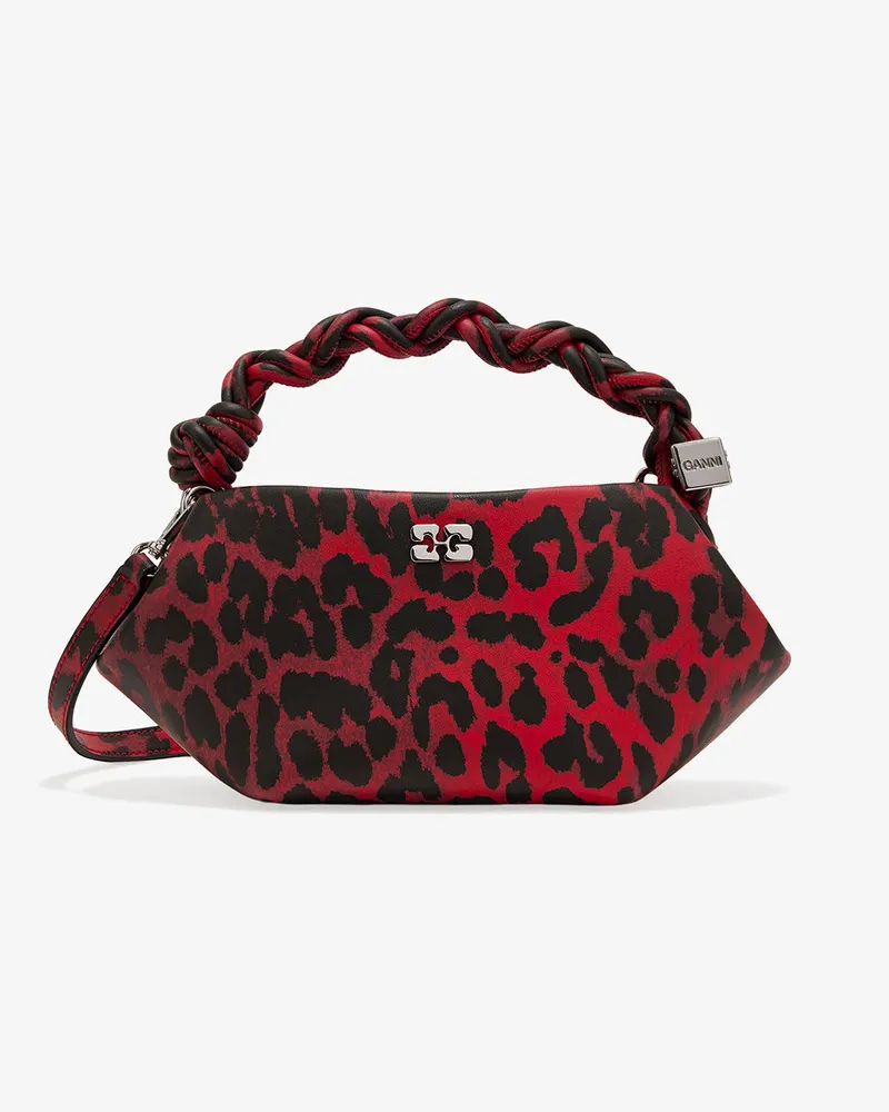 Ganni Rote Leopardenmuster Mini Bou Tasche rot Rot