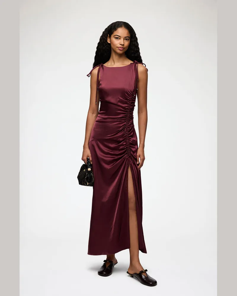 Ganni rot Kleid aus rotem Satin Viskose - Größe Rot