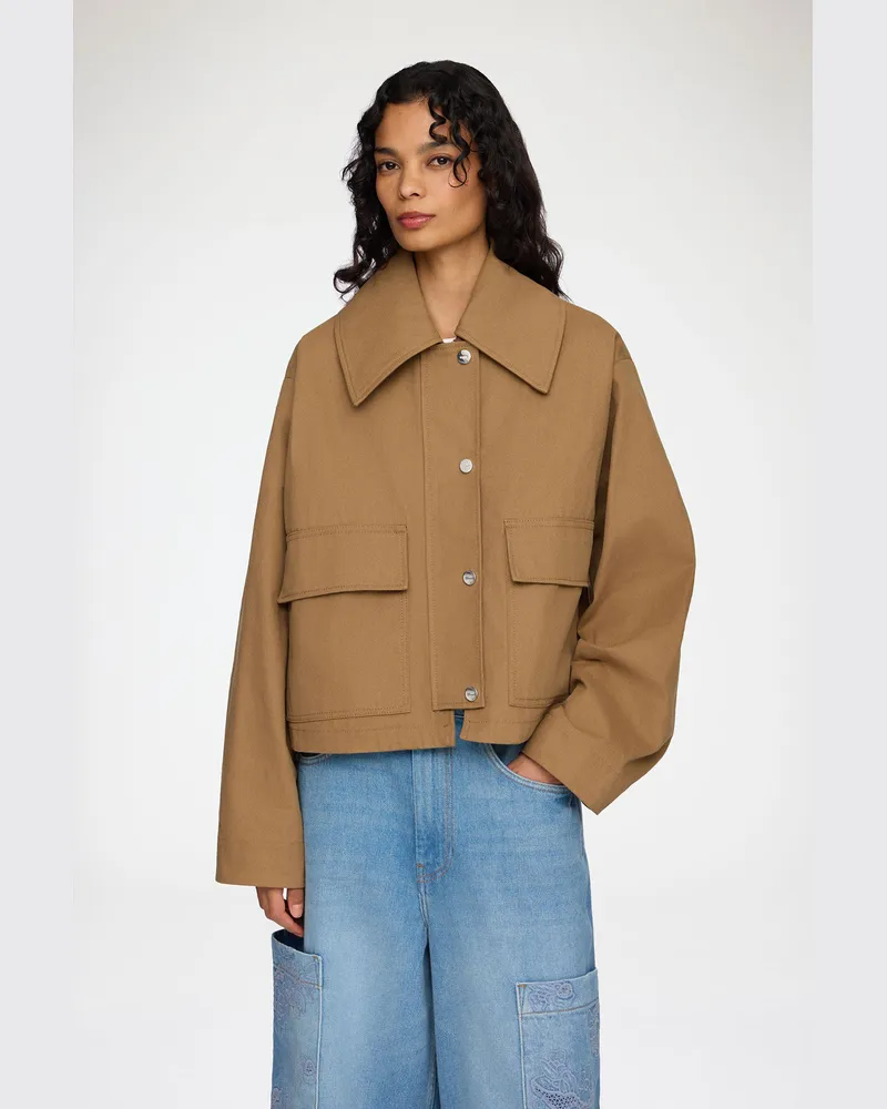 Ganni goldfarben Jacke aus braunem Canvas Bio-Baumwolle - Größe Goldfarben