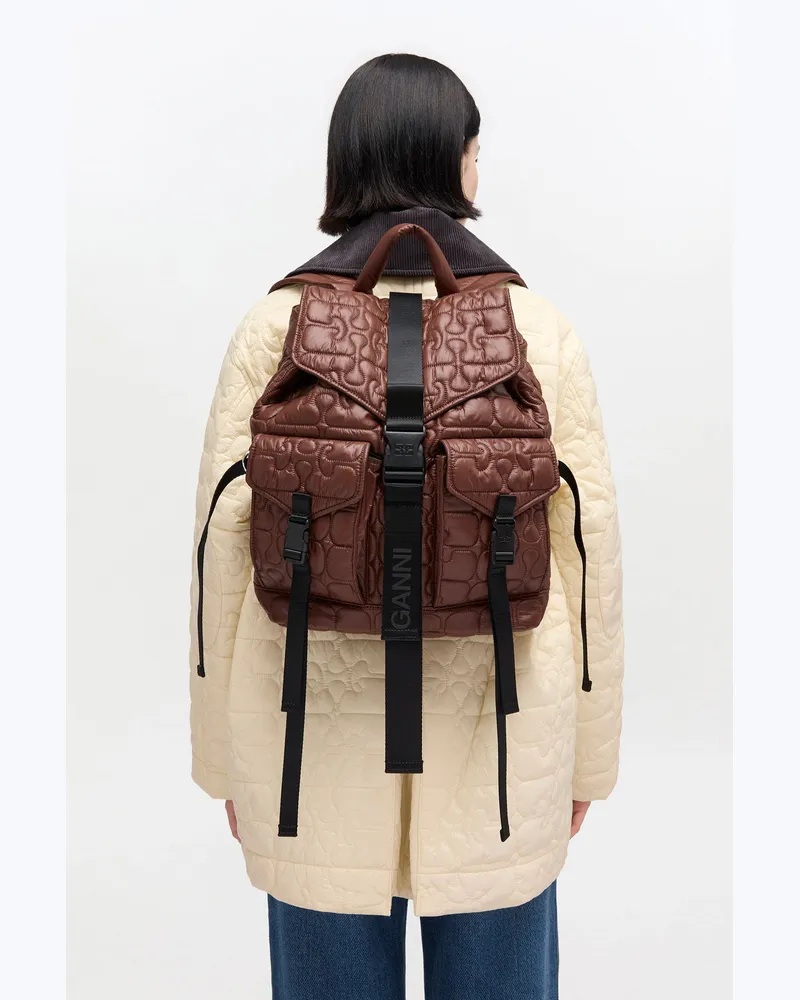 Ganni Gesteppter Re-Tech-Rucksack braun 