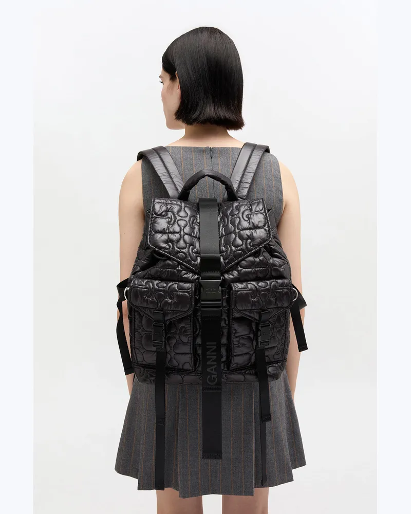 Ganni Gesteppter Re-Tech-Rucksack braun 