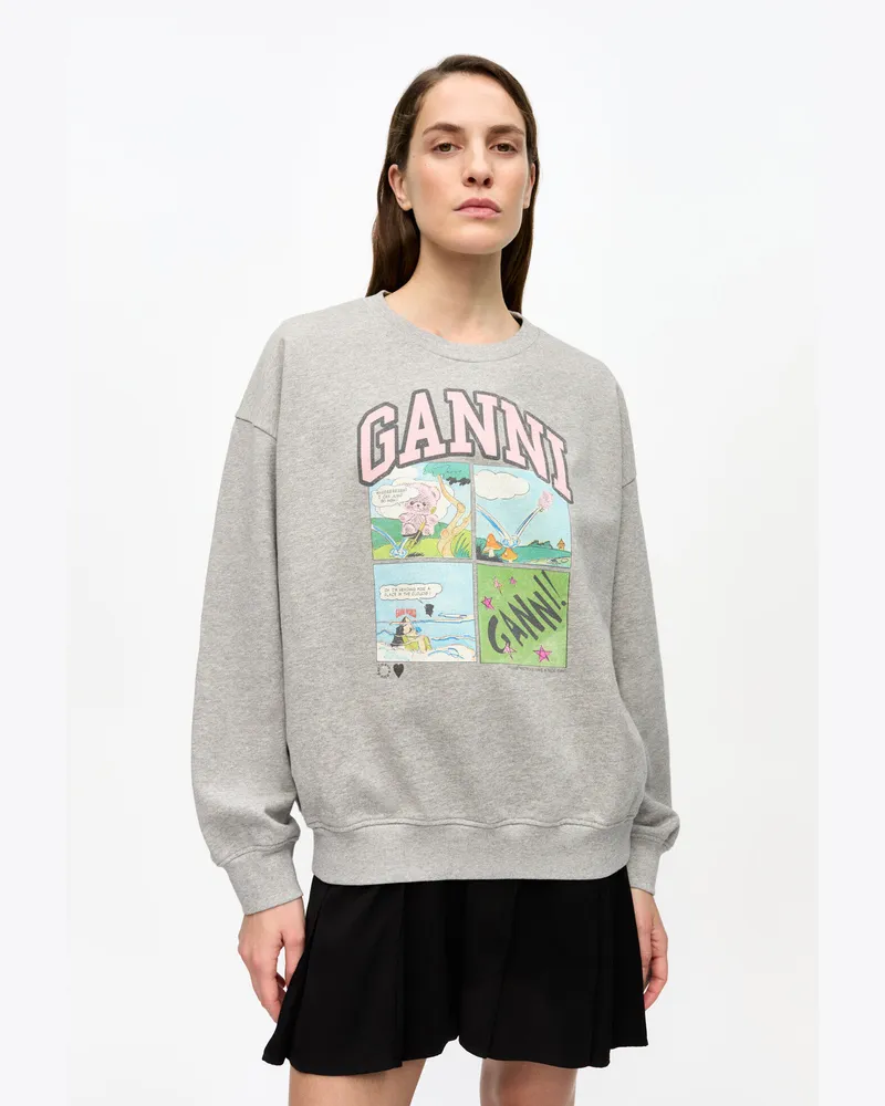 Ganni grau Graues, übergroßes Isoli Sweatshirt Baumwolle - Größe Grau