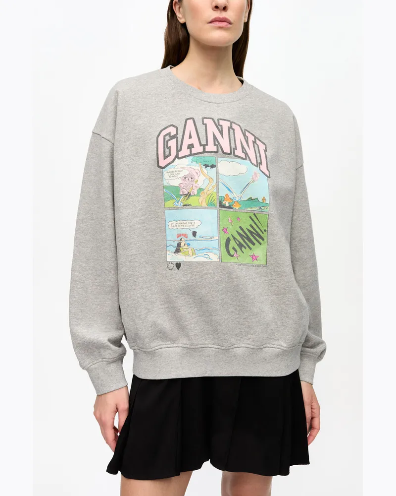 Ganni grau Graues, übergroßes Isoli Sweatshirt Bio-Baumwolle - Größe Grau