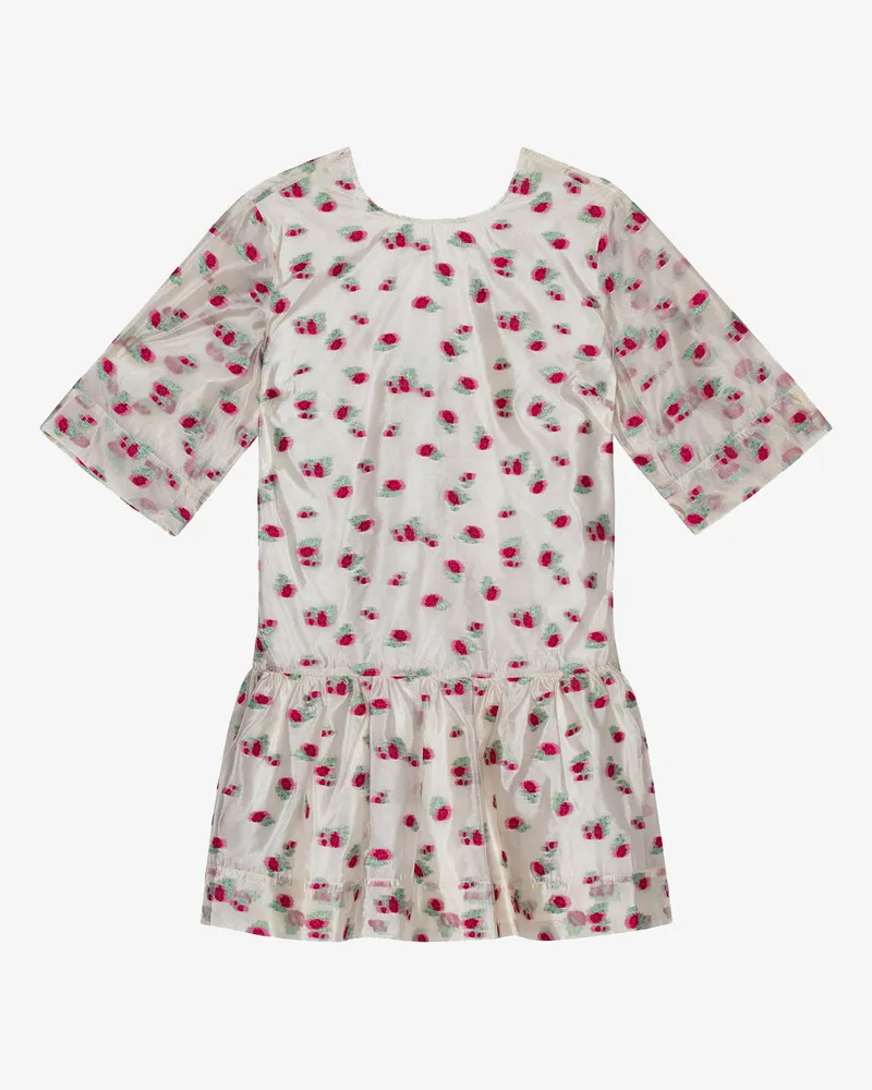 Ganni Organza Jacquard Mini-Kleid mit offenem Rücken - Größe Tofu Tofu