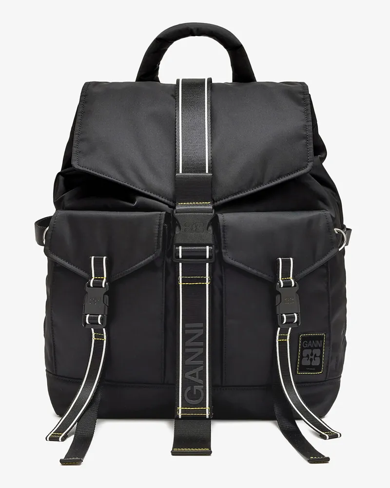 Ganni Rucksack in schwarzem Re-Tech schwarz 