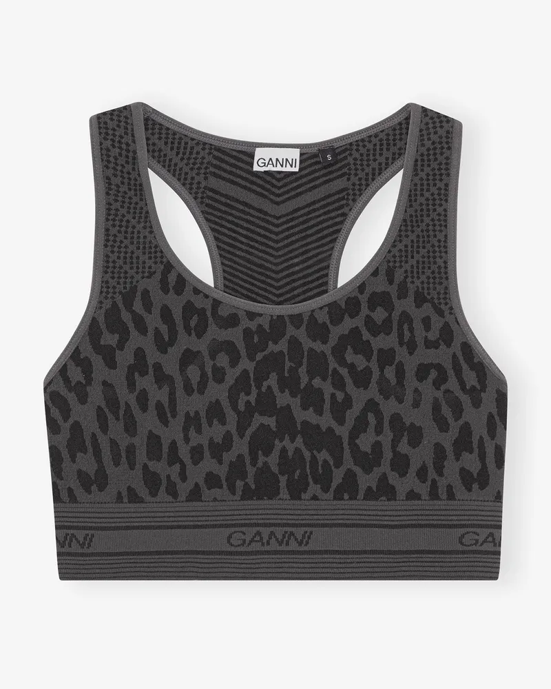 Ganni Nahtloser Jacquard-BH - Größe schwarz Schwarz