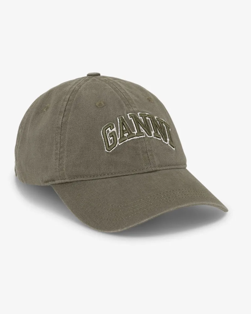 Ganni Cap aus grün gewaschener Baumwoll-Leinwand Grün