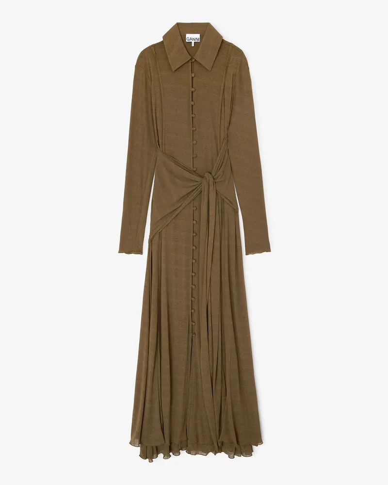 Ganni Langes Kleid aus meliertem Mesh - Größe grün Grün