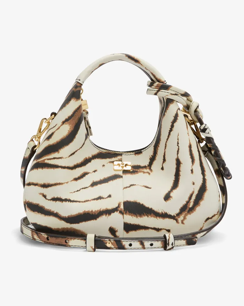 Ganni Mini-Hobo-Tasche in Zebra weiß Weiß