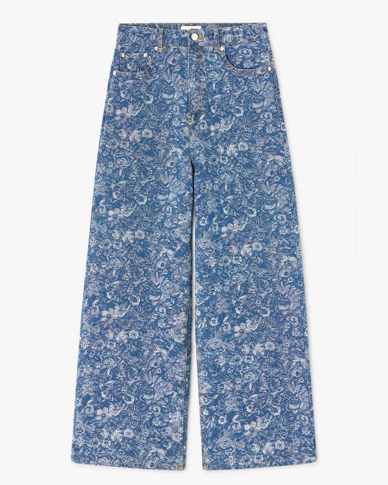 Ganni Mid blau Stone Blaue Gobelin-Baggy-Jeans Baumwolle - Größe Mid
