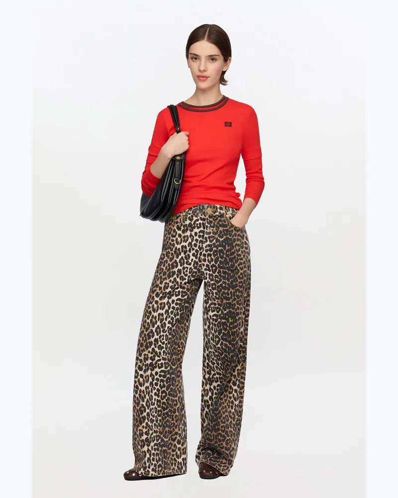 Ganni braun Lari-Jeans mit Leopardenmuster Bio-Baumwolle - Größe Braun