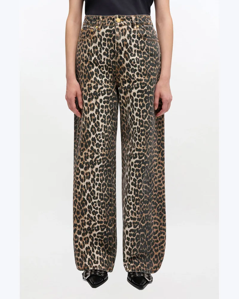 Ganni braun Lari-Jeans mit Leopardenmuster Bio-Baumwolle - Größe Braun