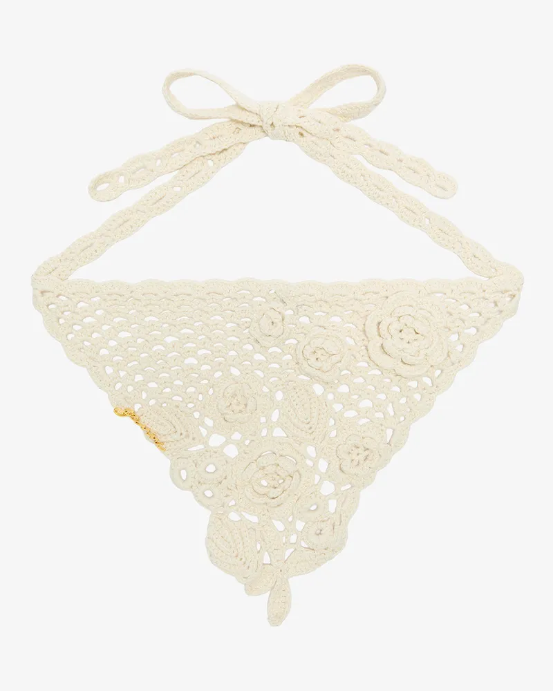 Ganni Head Scarf in Cotton Crochet weiß Weiß
