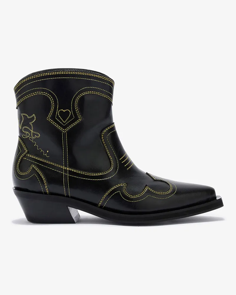 Ganni Bestickte niedrige Westernstiefel - Größe gelb Gelb