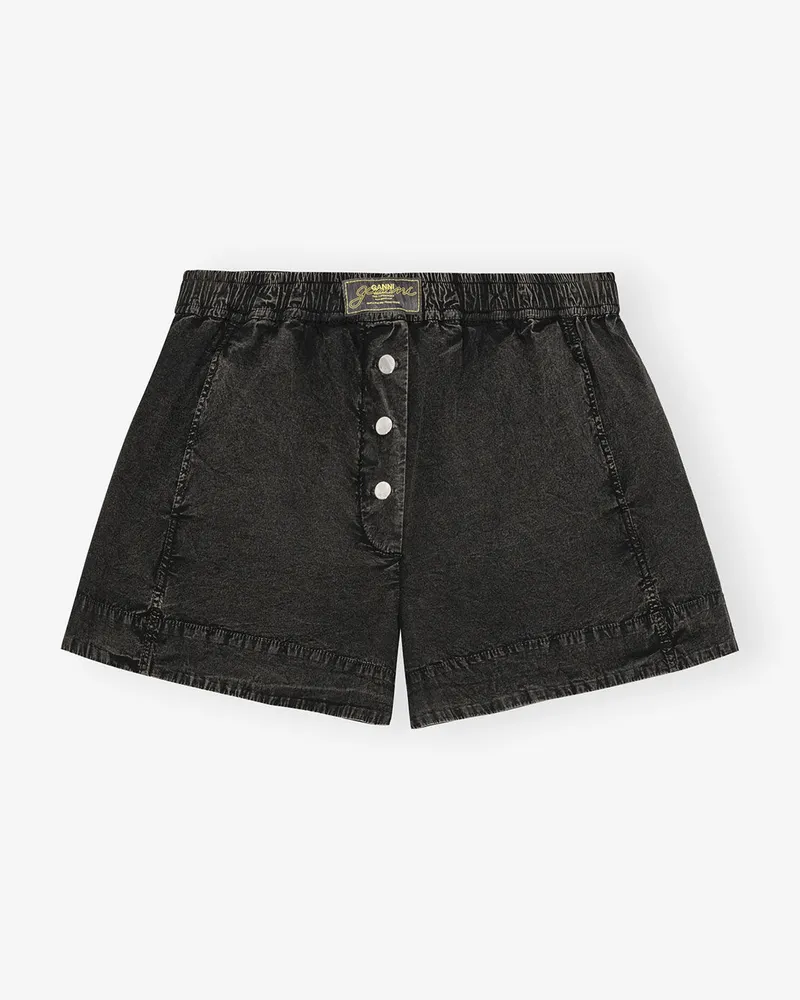 Ganni schwarz Schwarze Shorts aus gewaschener Baumwolle Elastan - Größe Schwarz