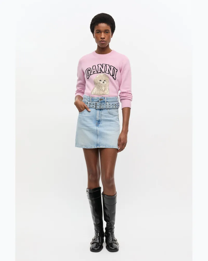 Ganni blau Hellblauer Minirock aus Jeans Bio-Baumwolle - Größe Blau