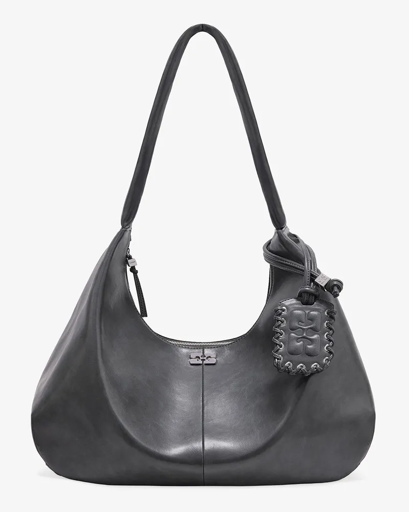 Ganni Stahlgraue XXL Hobo-Tasche grau Grau