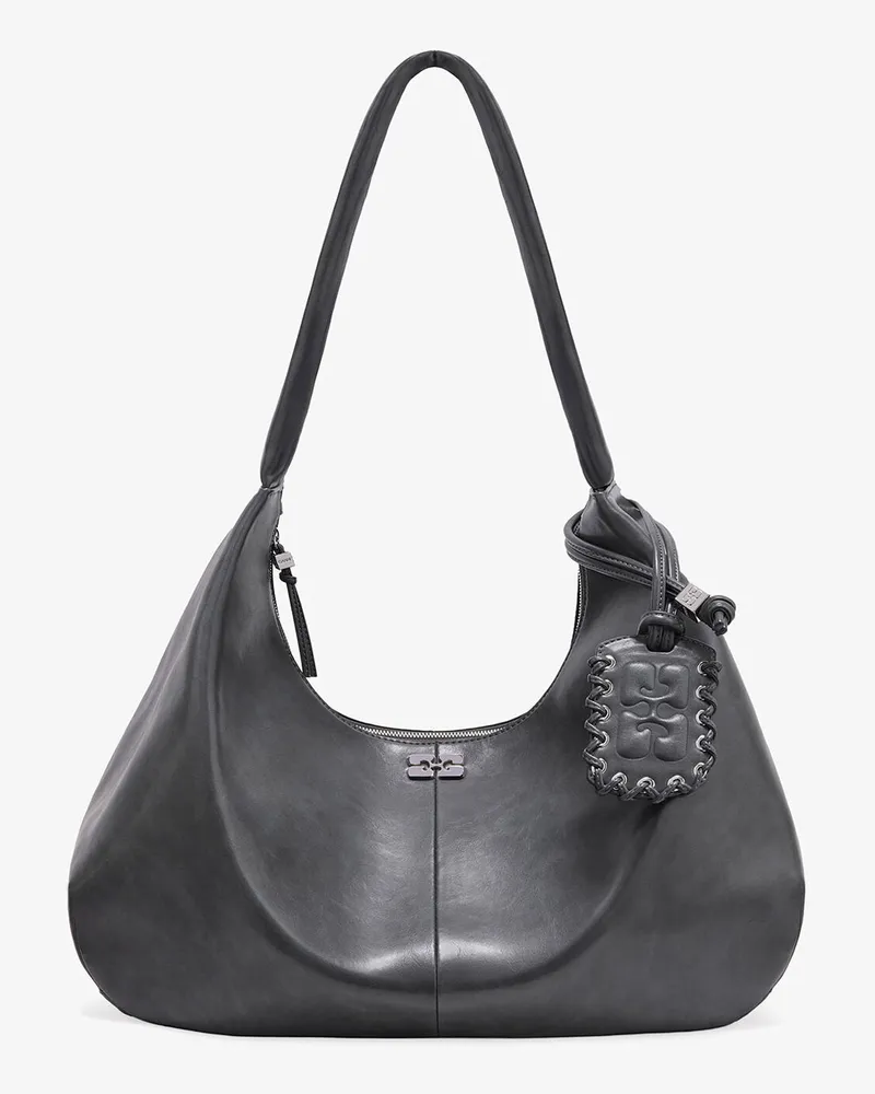 Ganni Stahlgraue XXL Hobo-Tasche grau Grau