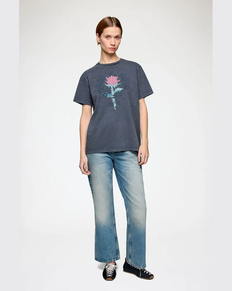 Ganni gemischt T-Shirt mit Rose Recycelte Baumwolle - Größe Gemischt