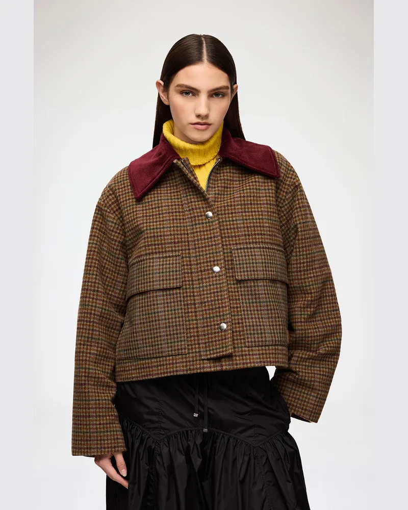 Ganni Jacke aus kariertem Twill gemischt Gemischt