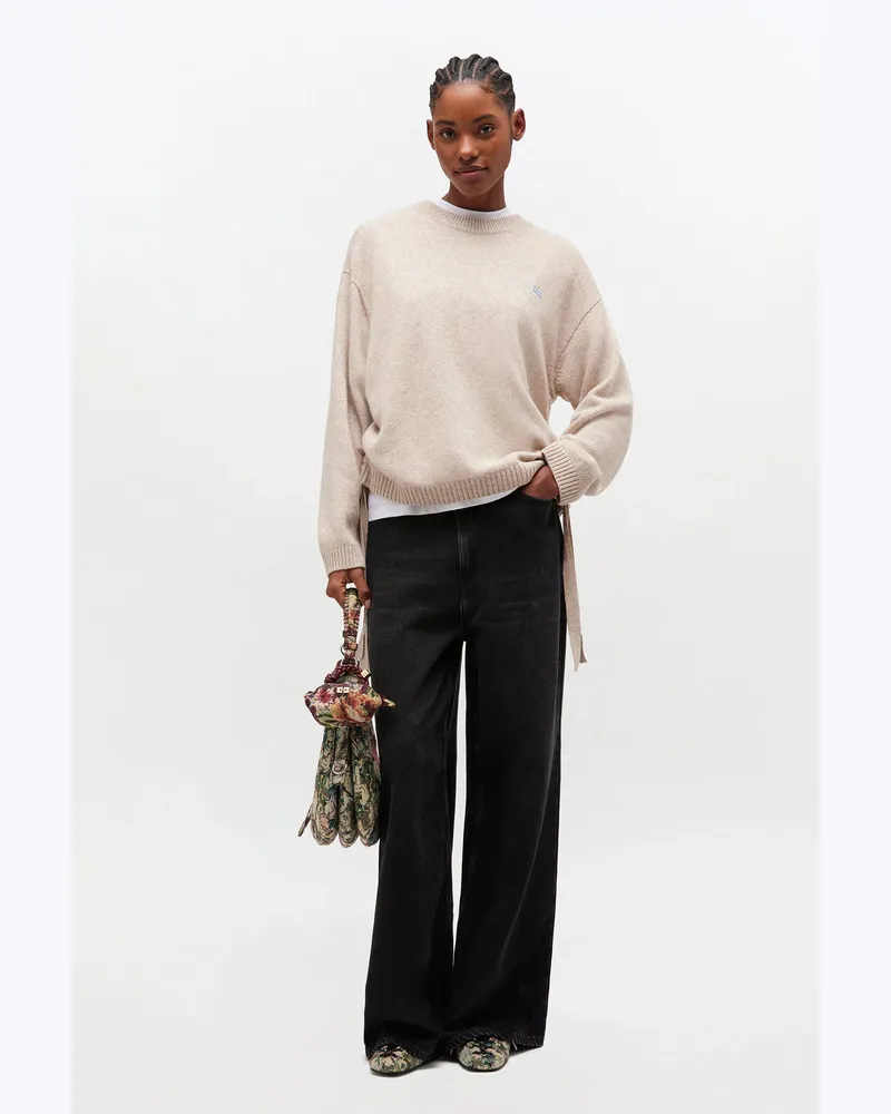 Ganni beige beigefarbener Pullover aus einer Wollmischung Wolle - Größe Beige