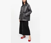 gemischt Schwarze, glänzende Midi-Steppjacke Recycelte Nylon - Größe