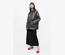 gemischt Schwarze, glänzende Midi-Steppjacke Recycelte Nylon - Größe
