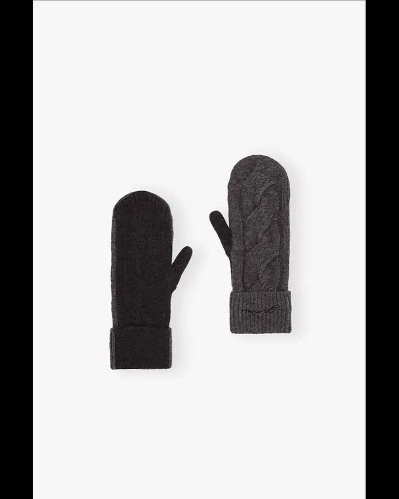 Ganni grau and schwarz Cashmere Mix Fäustlinge gemischt Gemischt