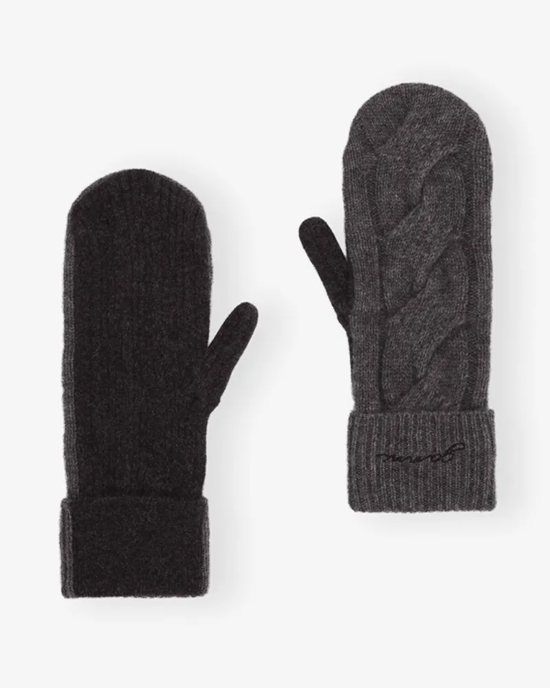 Ganni grau and schwarz Cashmere Mix Fäustlinge gemischt Gemischt