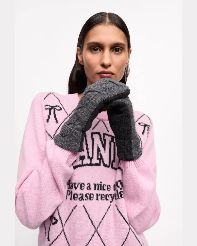 Ganni grau and schwarz Cashmere Mix Fäustlinge gemischt Gemischt