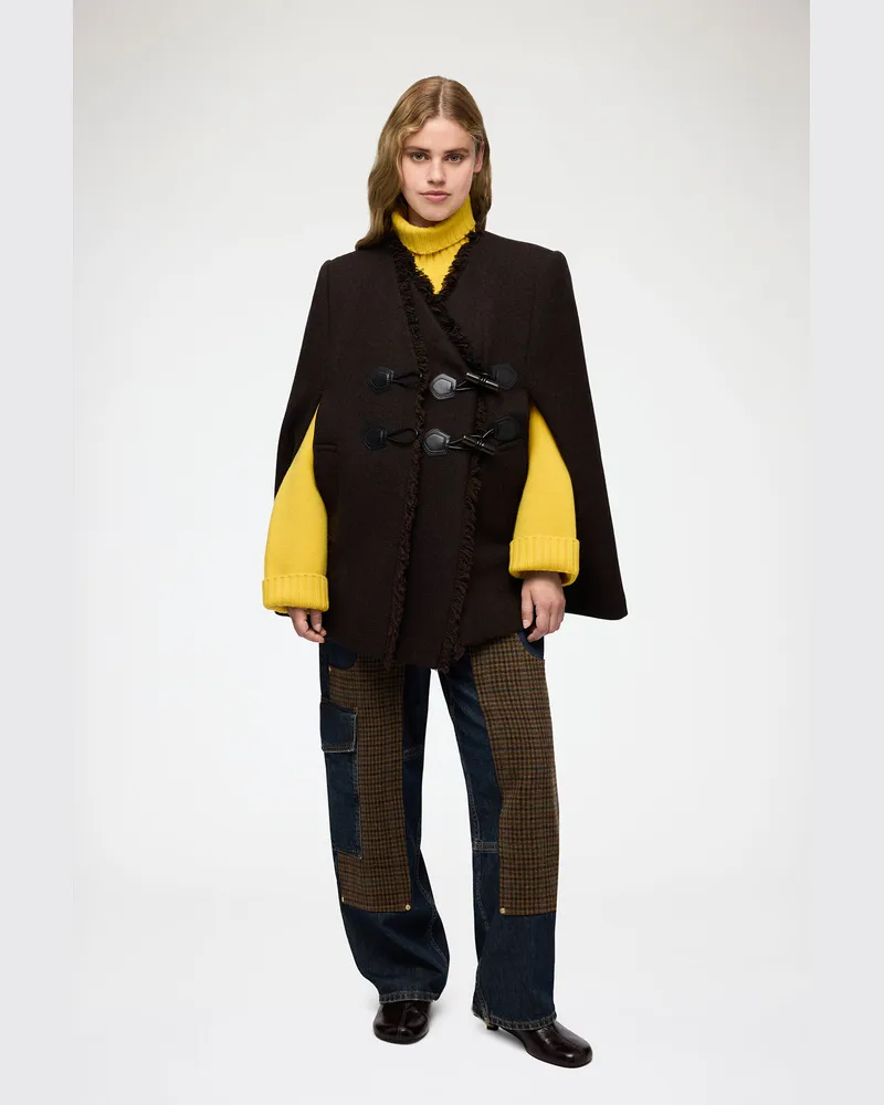 Ganni Cape aus brauner Wolle braun Braun