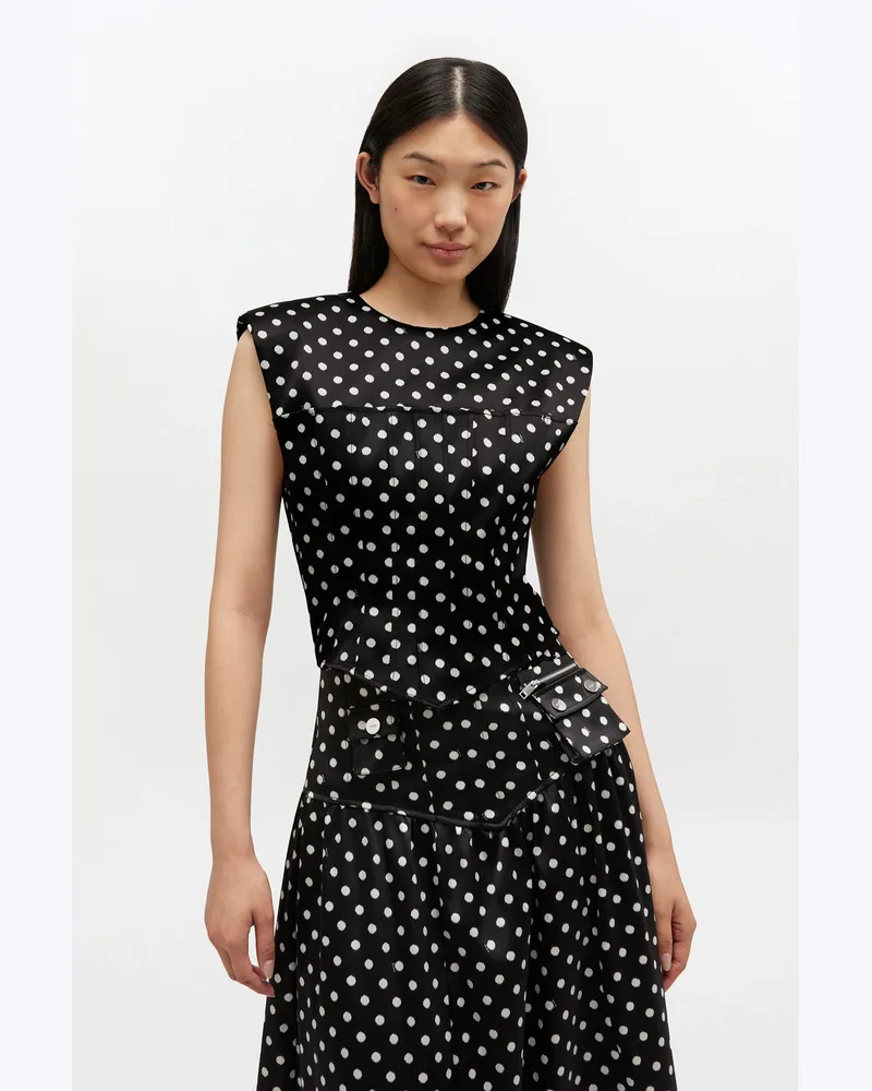 Ganni schwarz Korsett-Top aus gepunktetem Satin - Größe Schwarz