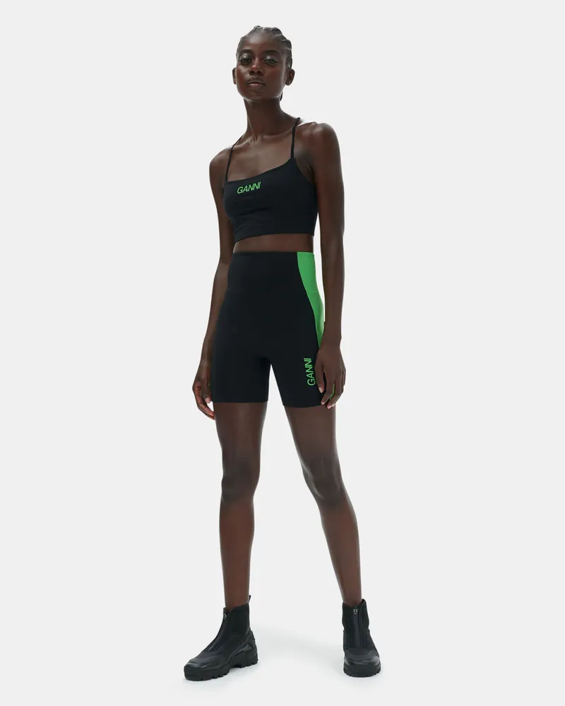 Ganni schwarz Ultra-High-Waist-Sportshorts Recycelte Nylon - Größe Schwarz