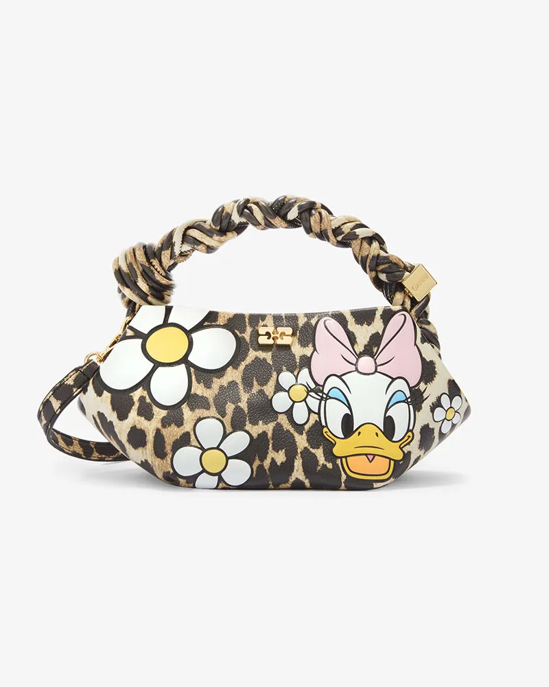 Ganni Mini-Bou-Tasche mit Leopardenmuster und Daisy-Duck-Print braun Braun