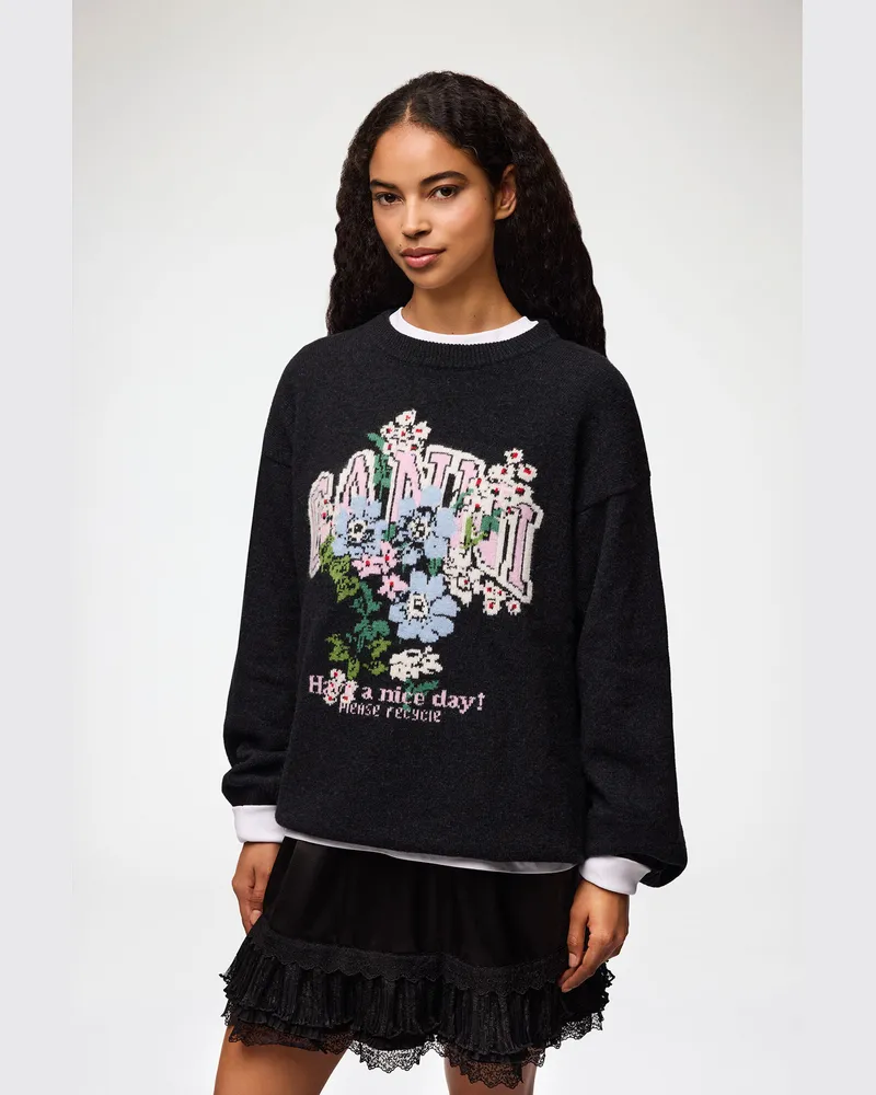 Ganni Oversize-Pullover mit Blumen gemischt Gemischt