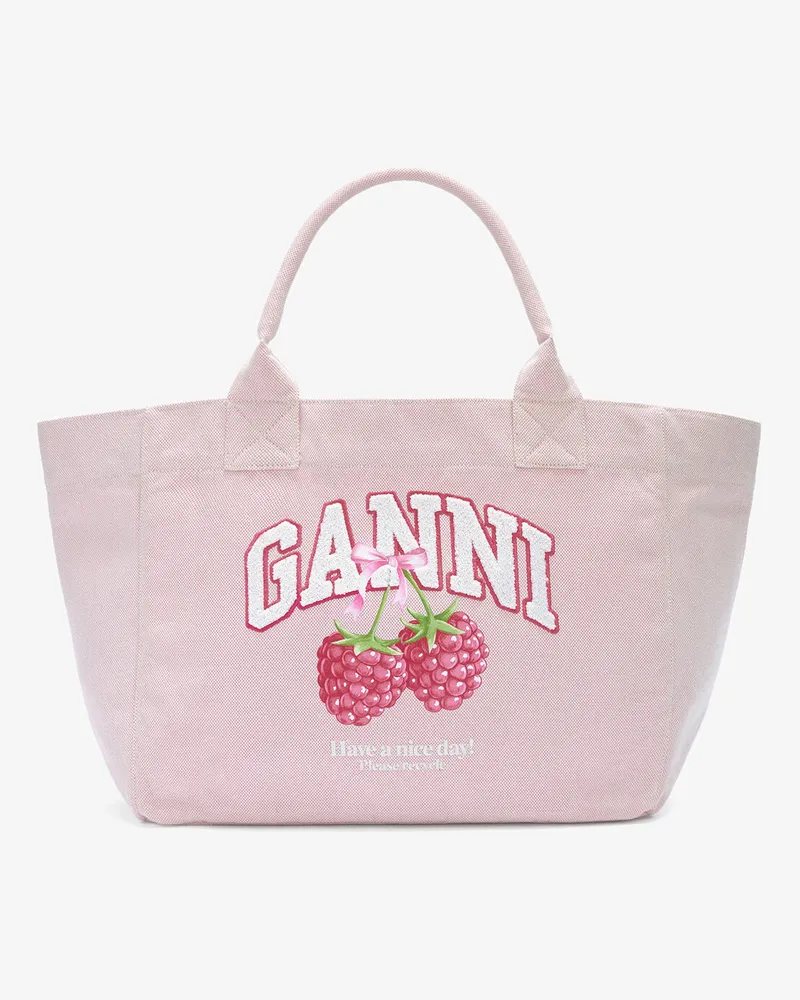 Ganni Mittelgroße Tragetasche in Rosa weiß 
