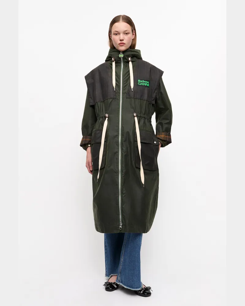 Ganni grün x Barbour Waxed Parka Jacke Baumwolle - Größe Grün