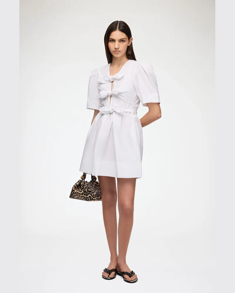 Ganni weiß Baumwoll-Minikleid Bio-Baumwolle - Größe Weiß