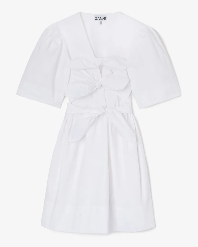 Ganni weiß Baumwoll-Minikleid Bio-Baumwolle - Größe Weiß