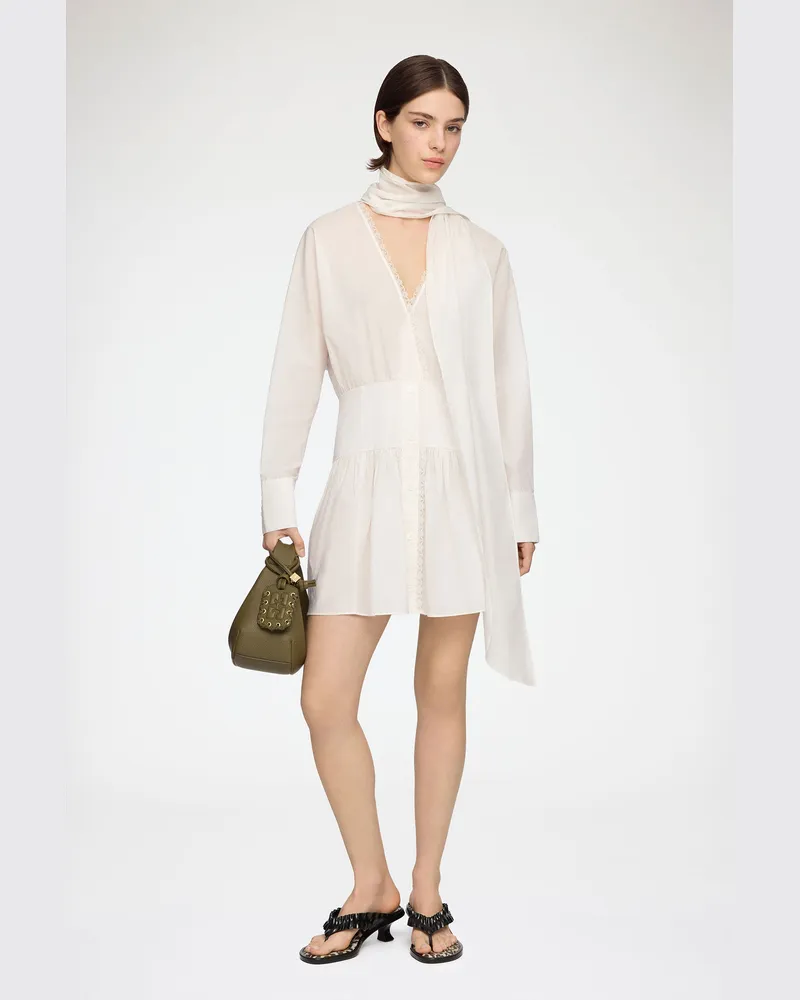 Ganni weiß Kleid aus weißer Baumwolle Bio-Baumwolle - Größe Weiß